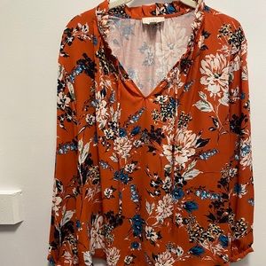 Loft Orange Floral Blouse